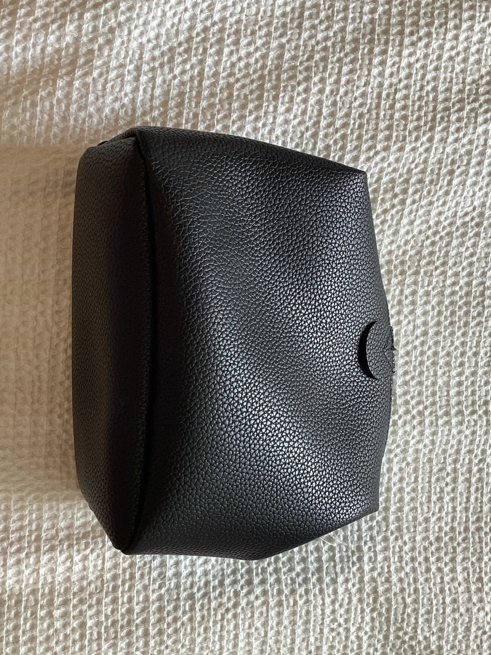 Black Pebbled Leather Cosmetic Pouch